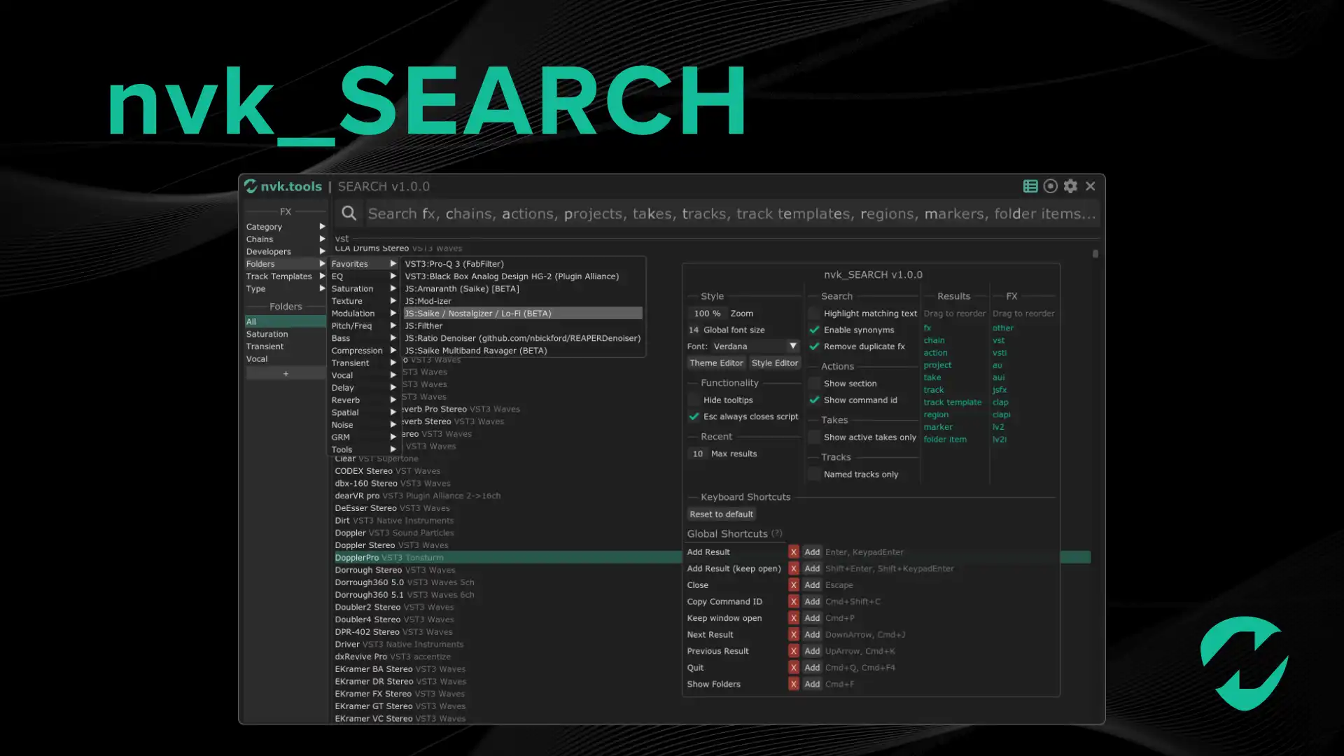 nvk_SEARCH - Instant Search in Reaper